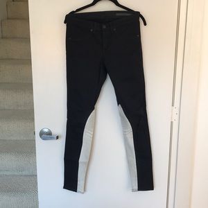 Rag and Bone 26 black and suede Jodhpur skinny